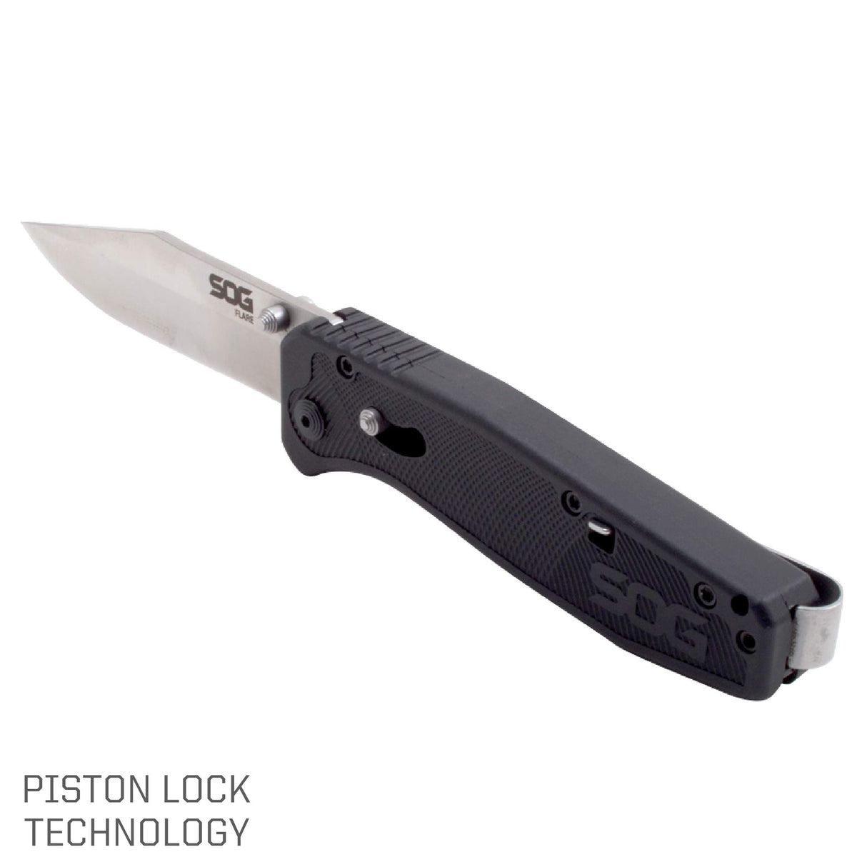 SOG Specialty Knives FLA1001-CP Flare Folding Pocket Knife w/3.5" Stainless Straight Edge Blade -Black