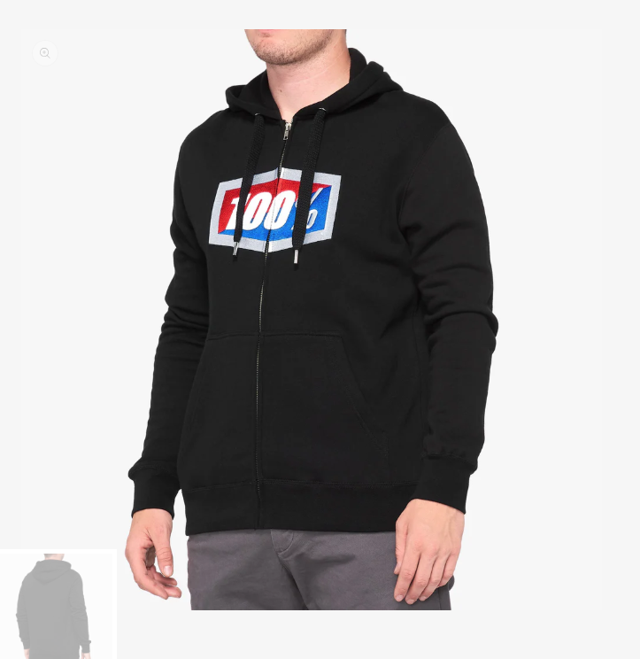 100% - Official Zip Fleece Hoodie -Black, Medium