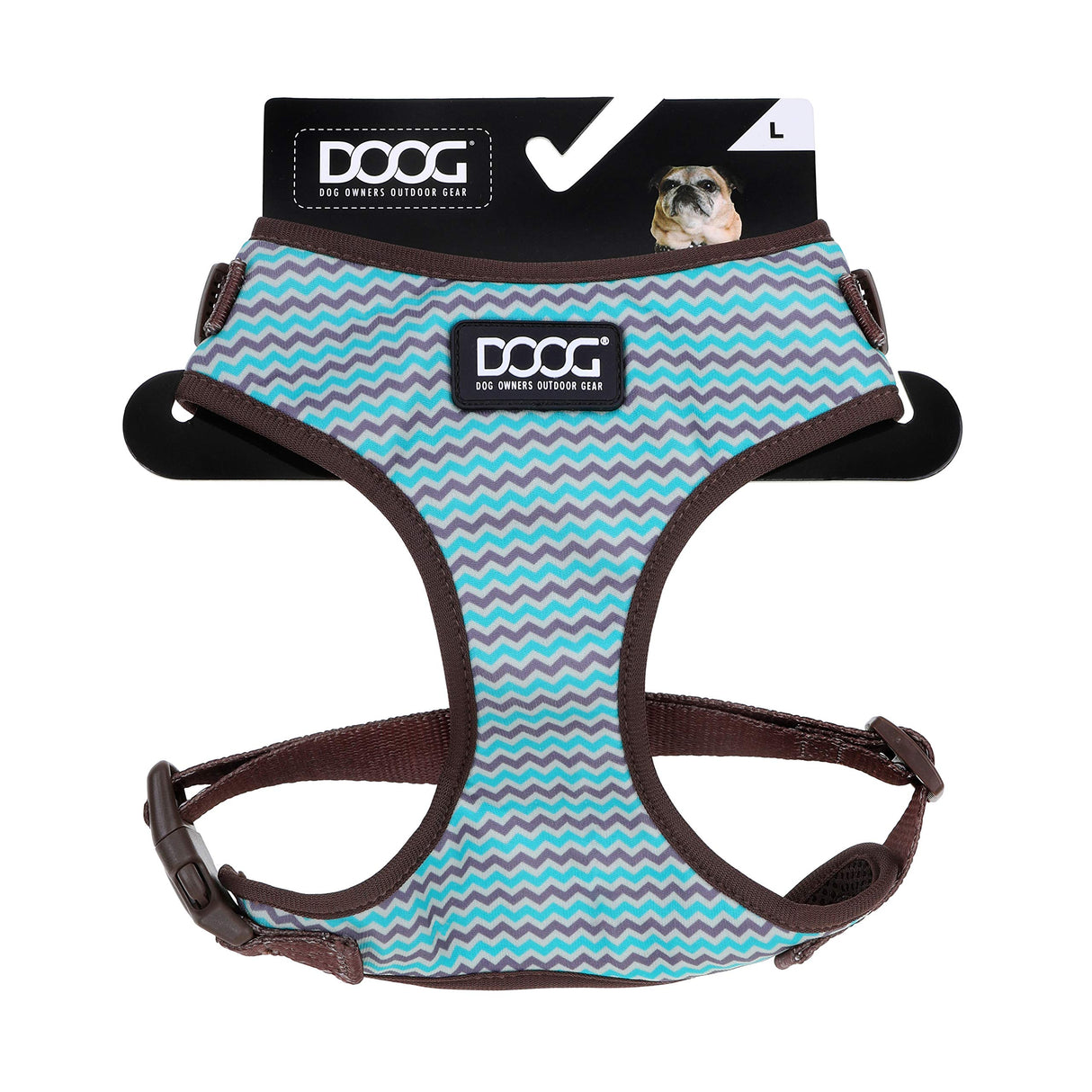 DOOG - All Weather 'Neoflex" Dog Harness, Flexible Neoprene Breathable Mesh Padding Light Wetsuit Material Water Friendly Draws Moisture Away Fir Skin Easy Fit Small, Medium, Large, XL Soft Comfortable 2 Point Adjustable Leash Training Run Walk Swim