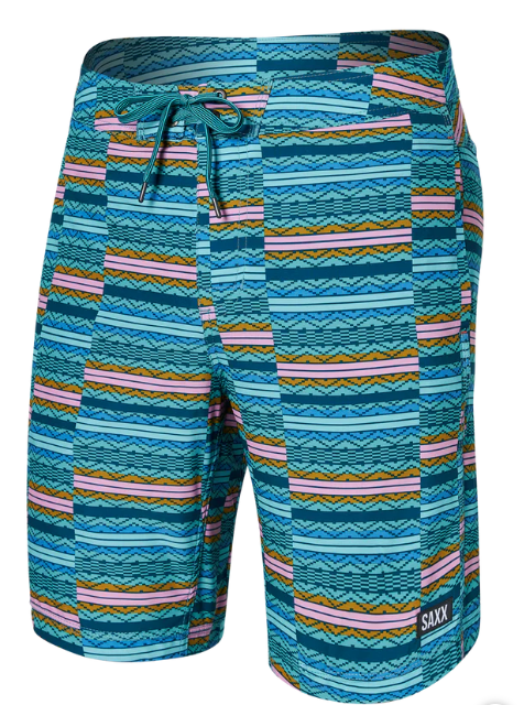 SAXX SXSW01L-ASF-30 Betawave 2N1 Boardie 7" -SIZE: 30, Asher Stripe- Sea Foam