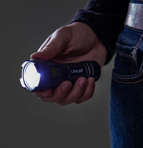 LitezAll 27601 Rechargeable 120 Lumen Flashlight -Black