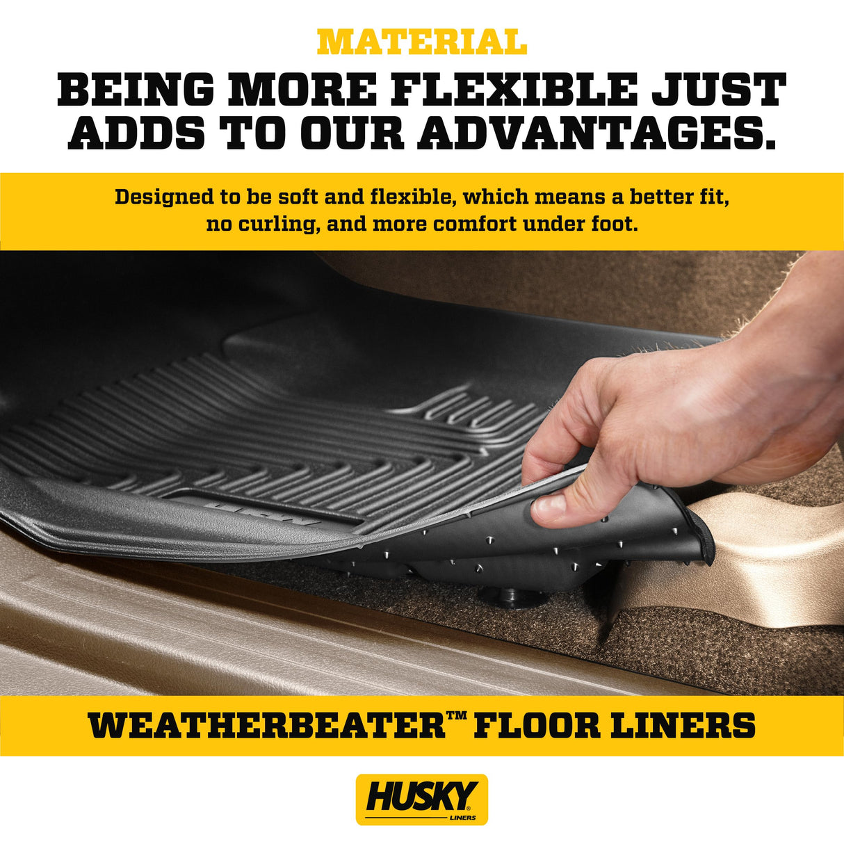 Husky Liners Weatherbeater Floor Mats | Fits 2019-2024 Mercedes-Benz Sprinter 2500/3500 | Front Row, 1-pc Black - 18061