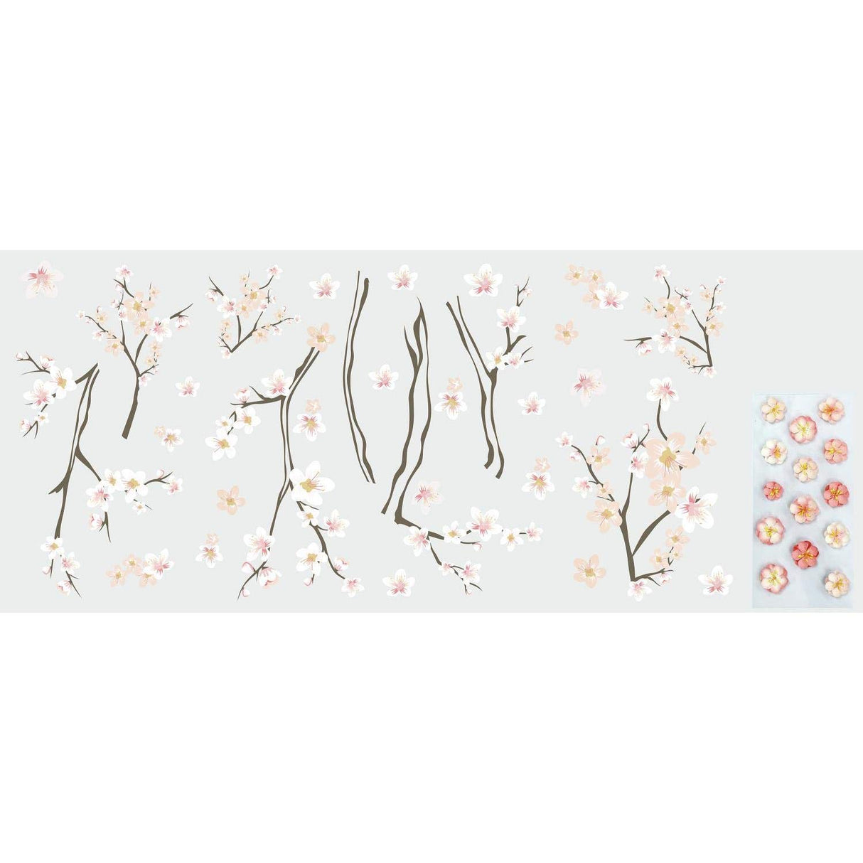 RoomMates RMK3856GM 35.5" x 18.3" Cherry Blossom Branch Peel & Stick, Giant Wall Deals w/3D Embellishments (1 roll)