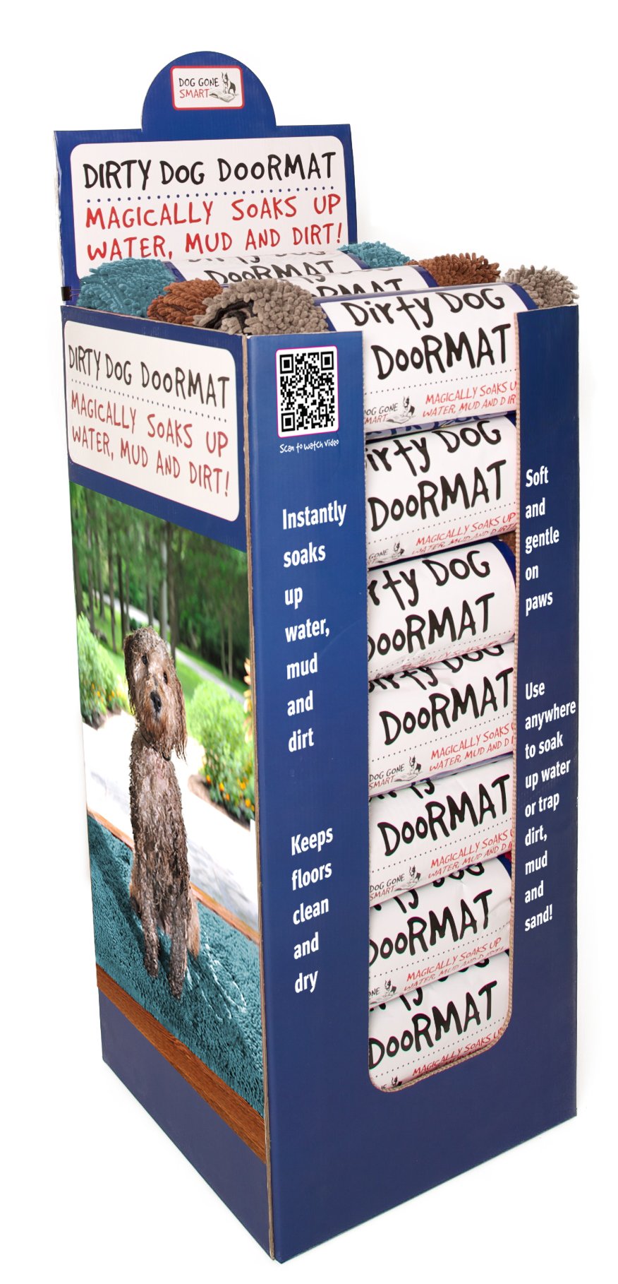 Dog Gone Smart Dirty Dog Microfiber Paw Doormat - Super Absorbent Dog Mat Keeps Paws & Floors Clean - Machine Washable Pet Door Rugs with Non-Slip Backing