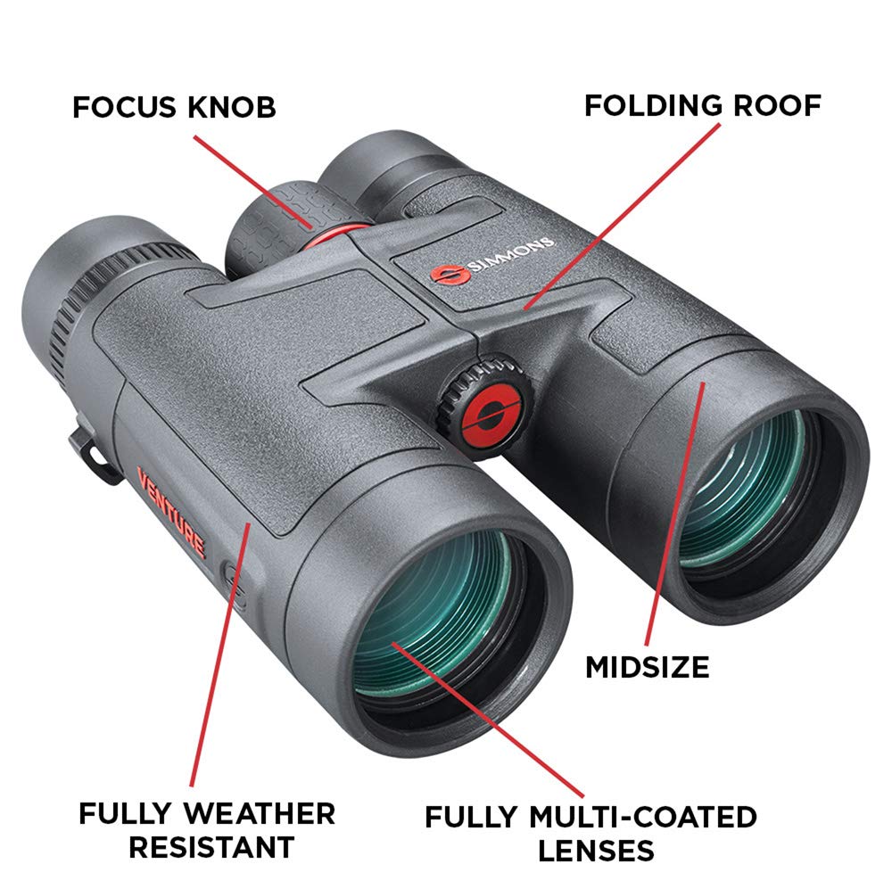 Simmons Venture Binocular 897842R 8x42 Black Roof FMC, Strap,Case, Box 5L