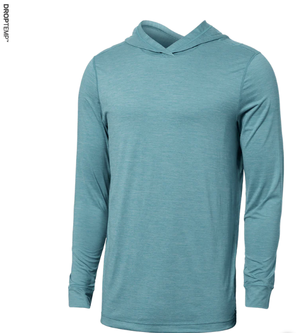 SAXX SXLH45-SLH-S DropTemp Printed All Day Cooling Hoodie -SIZE: Small, Sea Level Heather