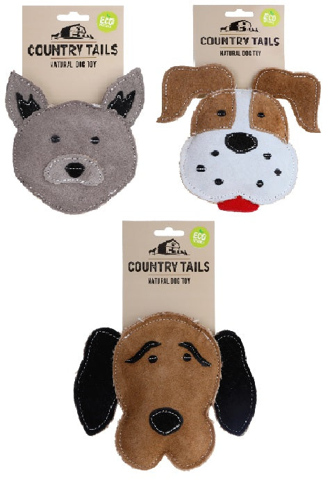 Country Tails -Suede Dog Face Premium Dog Toys