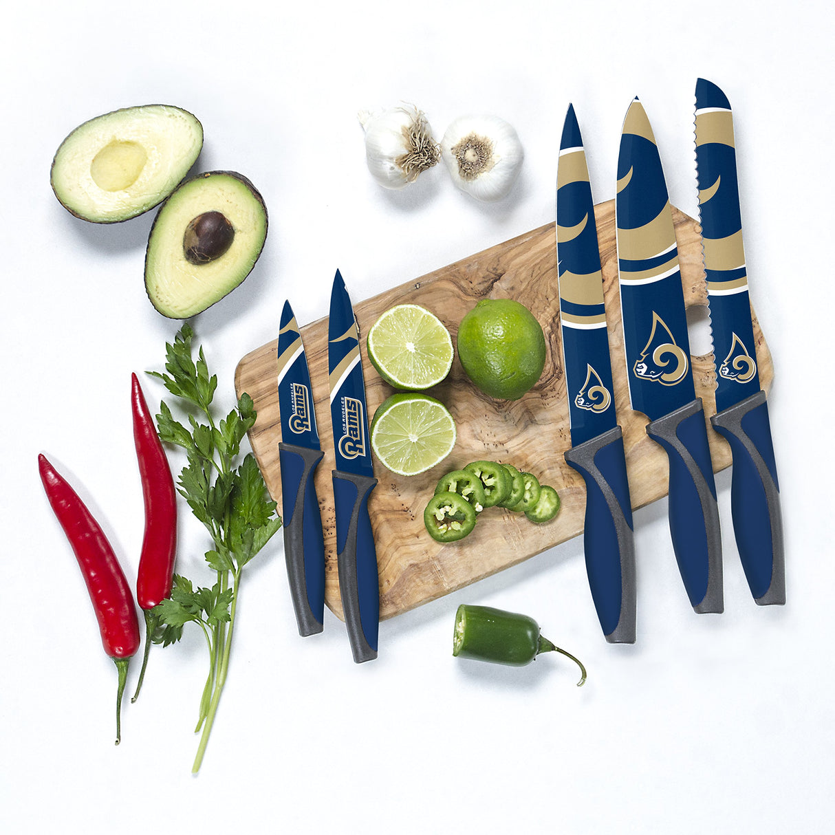 Sports Vault KKNFL26 5-Piece Set NFL Los Angeles Rams Kitchen Knives