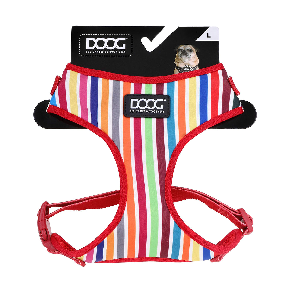 DOOG - All Weather 'Neoflex" Dog Harness, Flexible Neoprene Breathable Mesh Padding Light Wetsuit Material Water Friendly Draws Moisture Away Fir Skin Easy Fit Small, Medium, Large, XL Soft Comfortable 2 Point Adjustable Leash Training Run Walk Swim