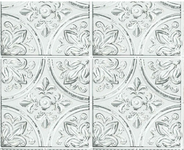 RoomMates TIL4623FLT- White Tin Peel & Stick Tile Backsplash -White/Off White/Rustic White