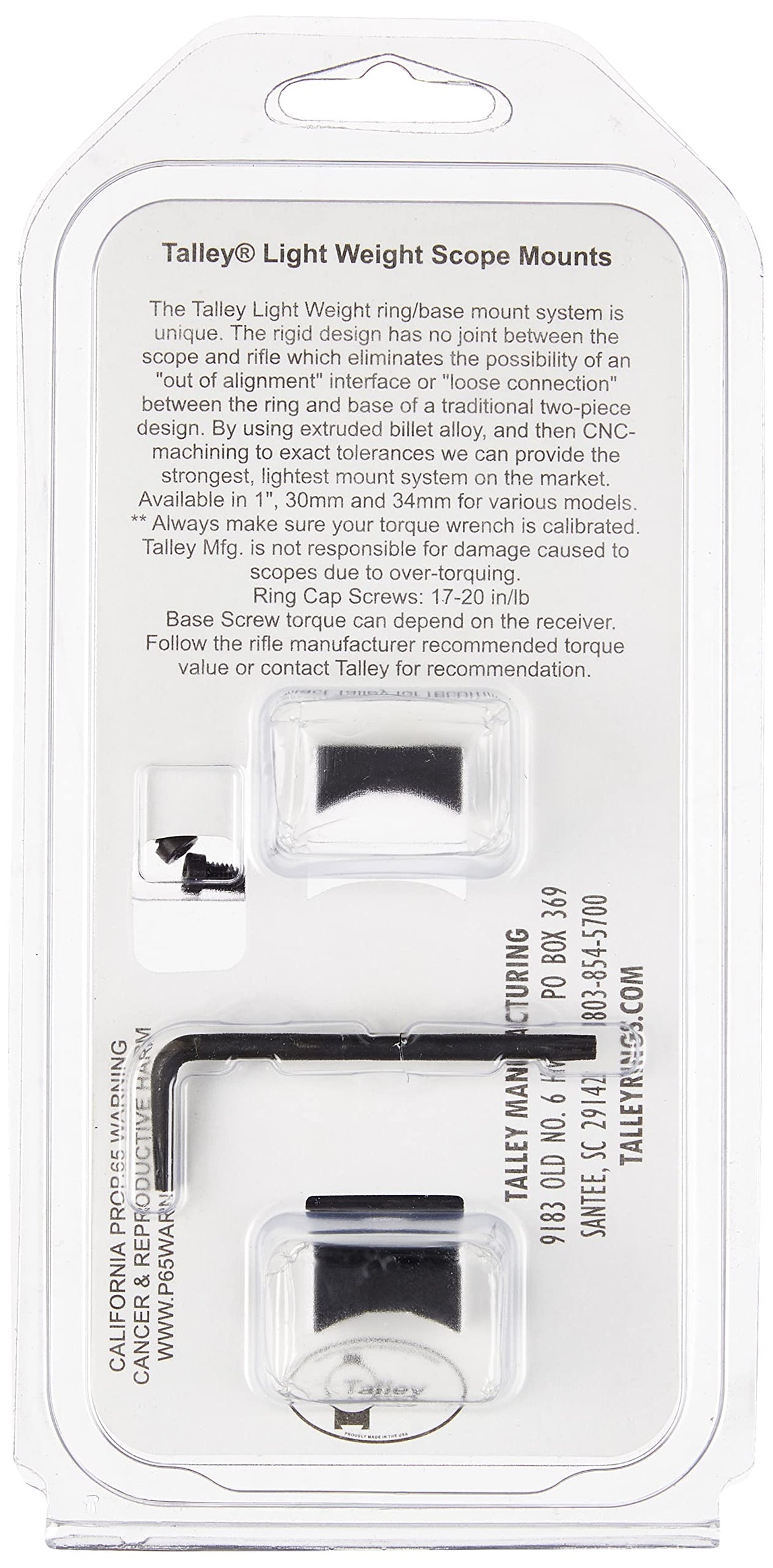 Talley 850703 34MM Defiance w/ Round Receiver (.860" Front, .605" Rear Spacing) (High) 0.6