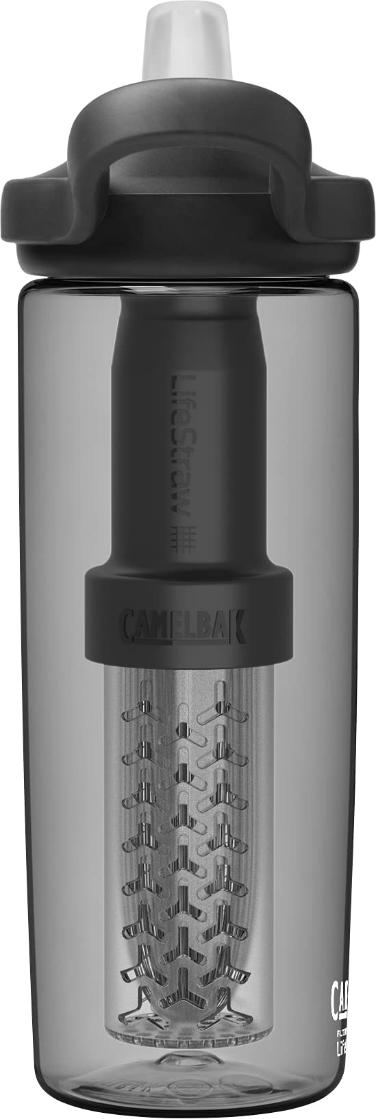 Camelbak 2553001060 Eddy + filtered by LifeStraw 20oz Water Bottle w/Tritan Renew -Charcoal/Black