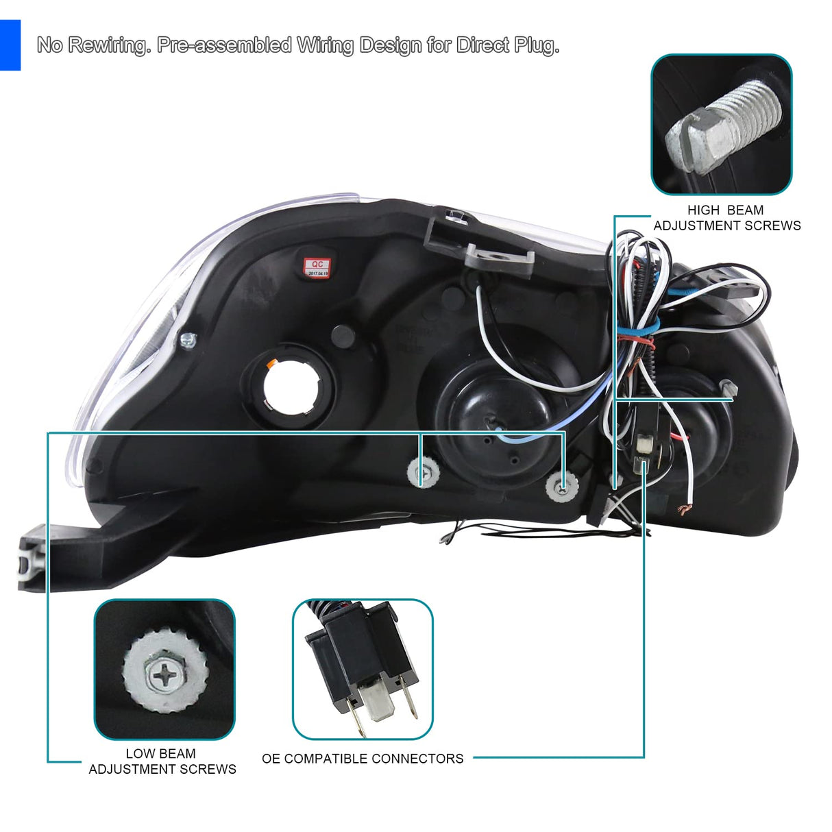 Spec-D Tuning 2LHP-CV96-TM Halo Led Projector Chrome