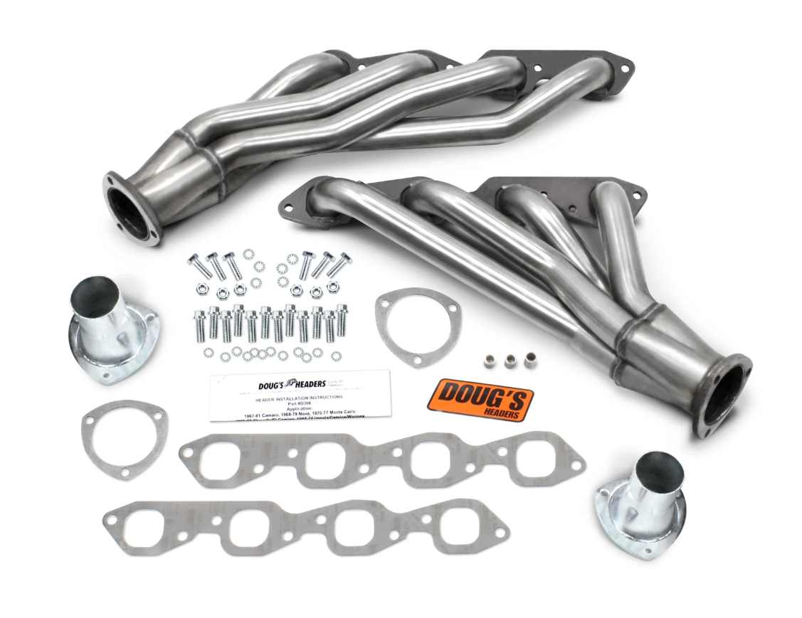Doug's Headers D306-SS: 304 Stainless Mid Length 1-3/4" Primary/3" Collector Header (FITS: 64-77 GM F, G, & A Body 396-502 BBC)