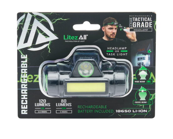 LitezAll 24655: Rechargeable Dual Mode Headlamp