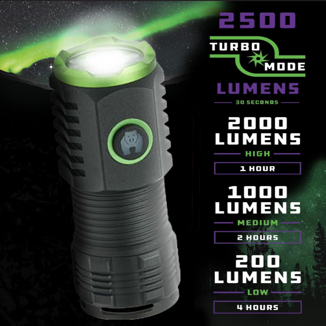 LitezAll 25966 Kodiak Komrade 2500 Lumen Compact Rechargeable Tactical Flashlight