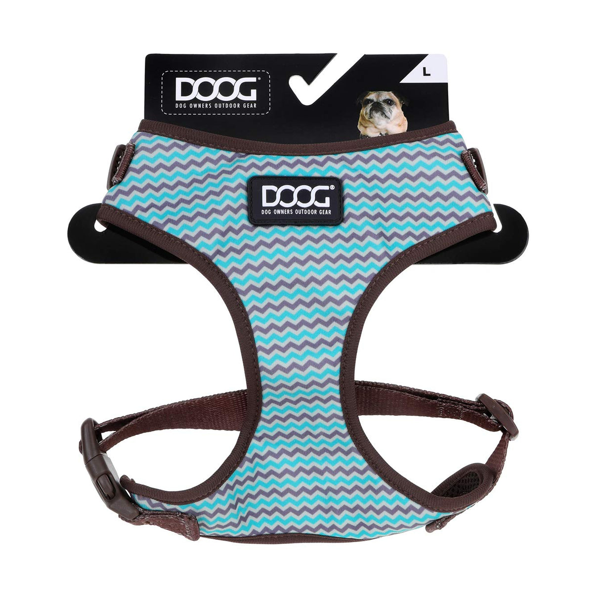 DOOG - All Weather 'Neoflex" Dog Harness, Flexible Neoprene Breathable Mesh Padding Light Wetsuit Material Water Friendly Draws Moisture Away Fir Skin Easy Fit Small, Medium, Large, XL Soft Comfortable 2 Point Adjustable Leash Training Run Walk Swim