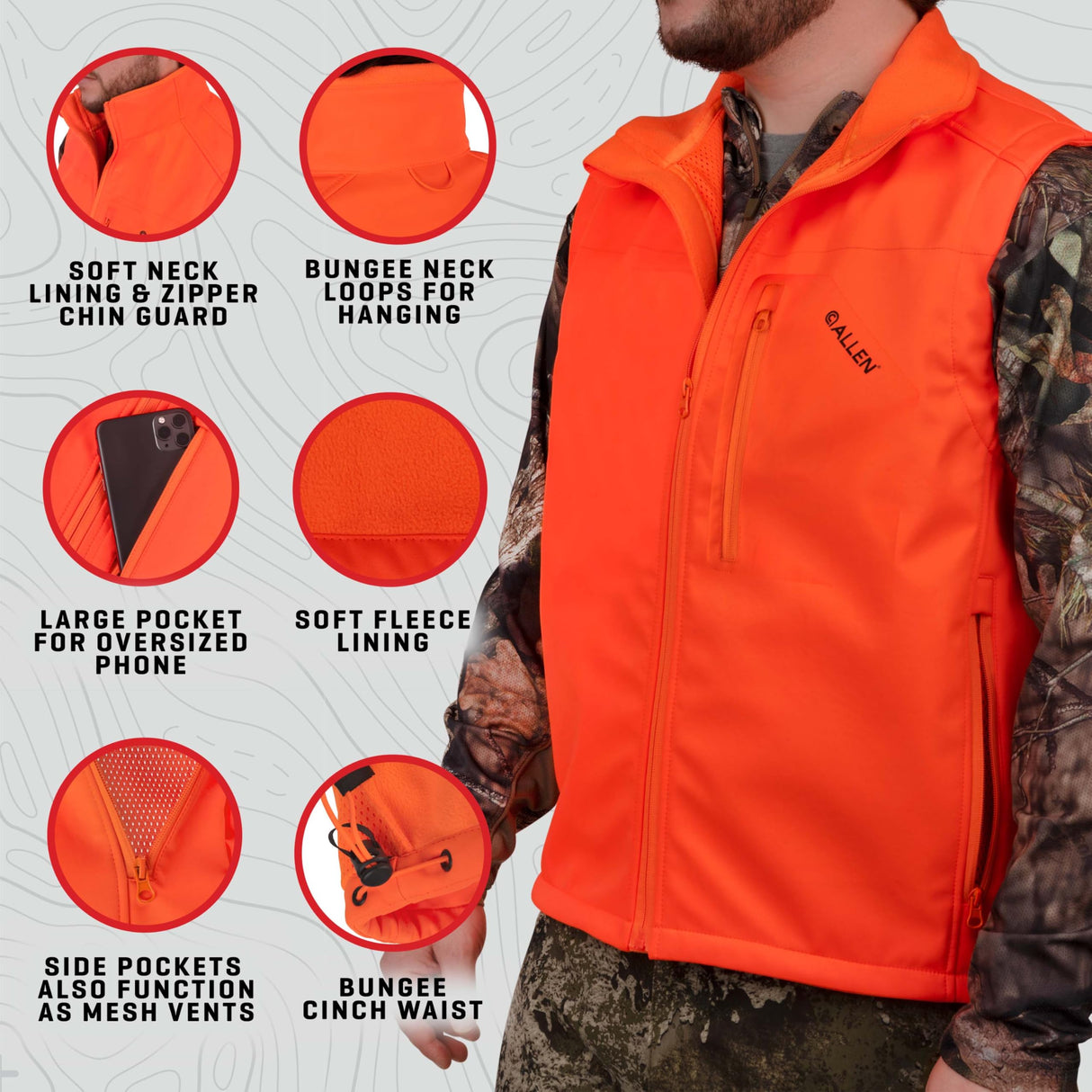 Allen Co. 2423: Softshell Blaze Hunting Vest, Xl