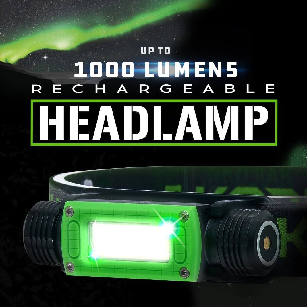 LitezAll 25836 Kodiak Konvert 1000 Lumen Rechargeable Headlamp with Magnetic Charging