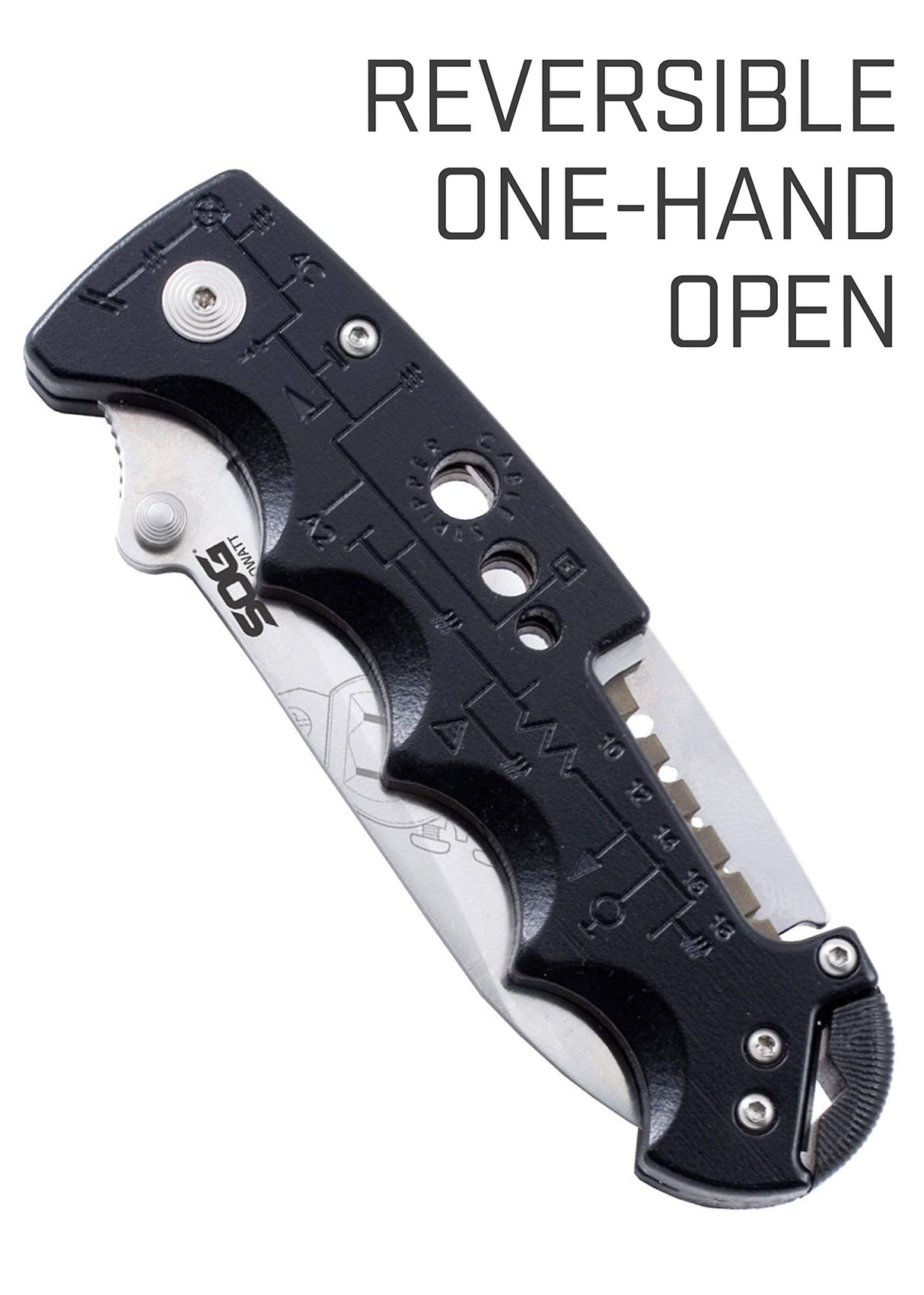 SOG EL01-CP Kilowatt- Electricians Pocket Knife w/Wire Stripping Multi-Tool & 3.4" AUS-8 Blade, UTP 10-22G Wire Stripper Knife -Black