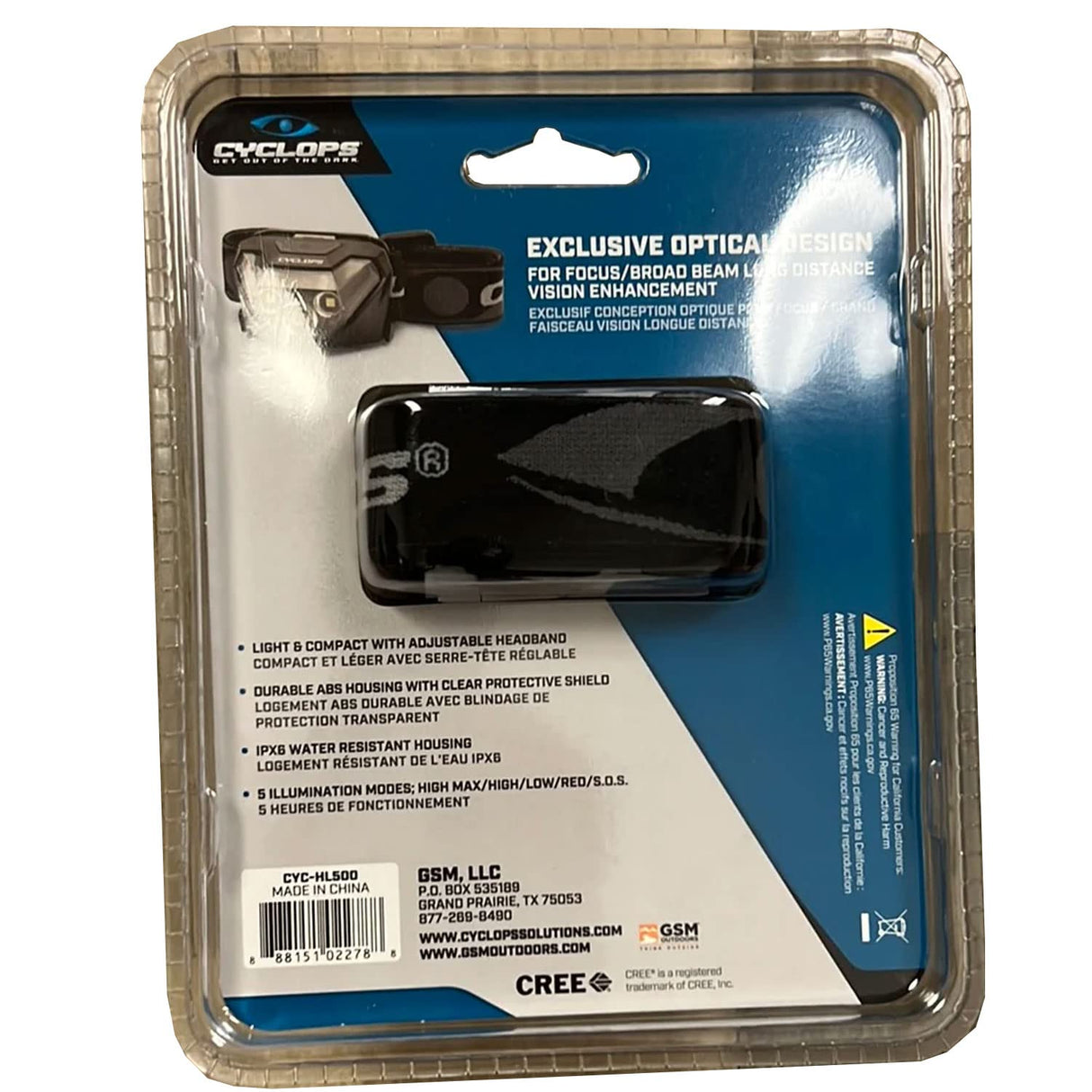 Cyclops CYC-HL500: 5W Cree LED 500 Lumen Headlamp w/Red LED & Black Strap