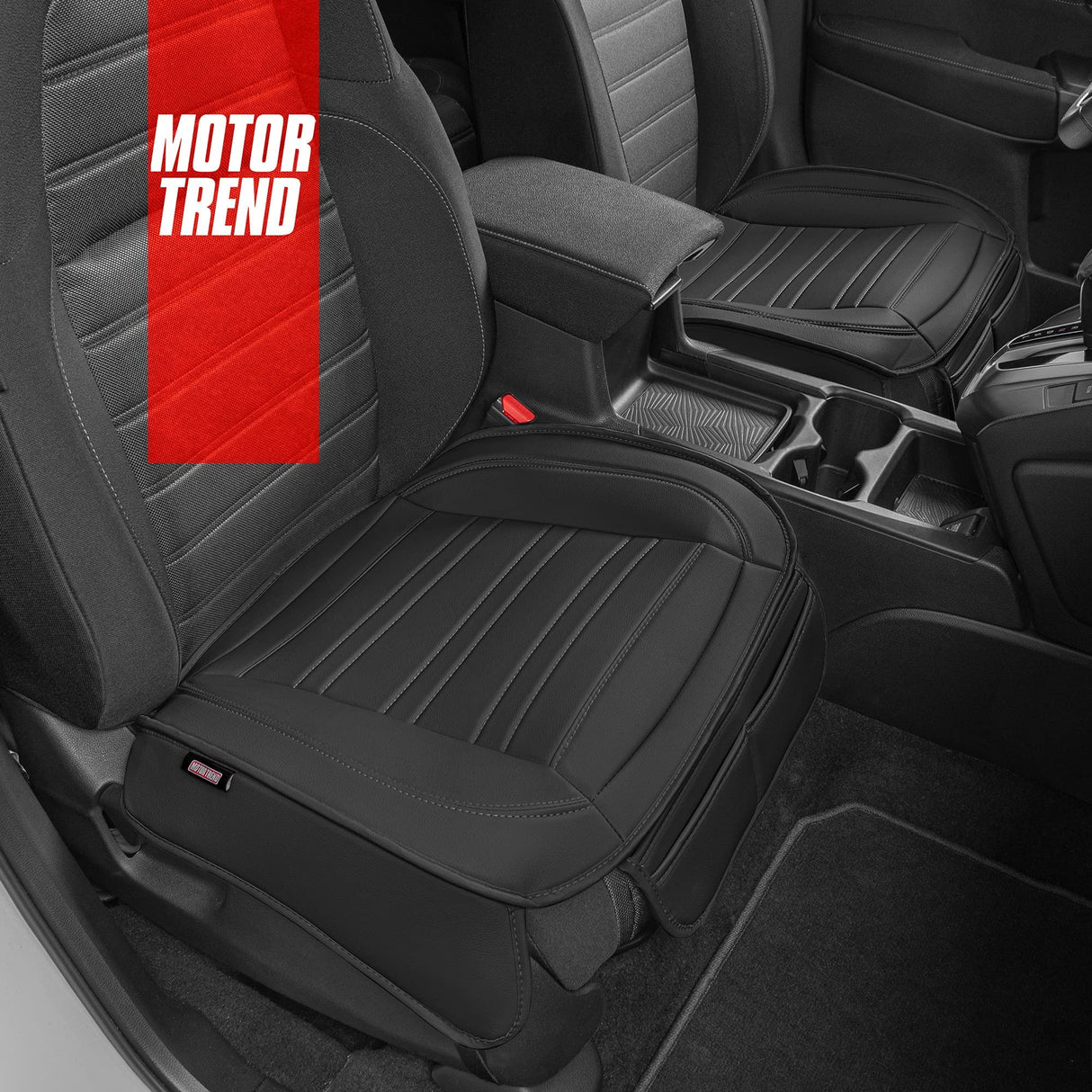 BDK Auto MTSC-420-BK Motor Trend Leather Seat Cushions -Black