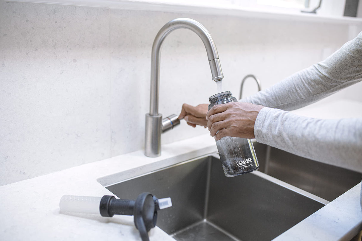 Camelbak 2550001001 Eddy + filtered by LifeStraw 32oz Water Bottle w/Tritan Renew -Charcoal/Black