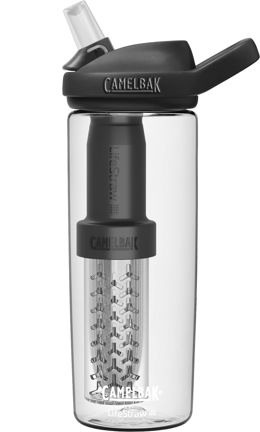 Camelbak 2553101060 Eddy + filtered by LifeStraw 20oz Water Bottle w/Tritan Renew -Clear/Black
