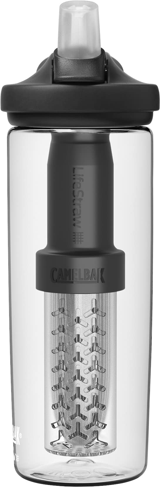 Camelbak 2553101060 Eddy + filtered by LifeStraw 20oz Water Bottle w/Tritan Renew -Clear/Black