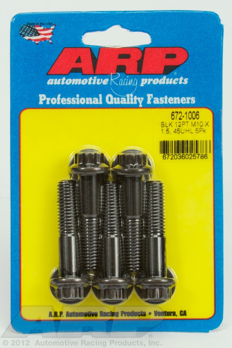 ARP 672-1006: M10 x 1.50 x 45 12pt Black Oxide Bolts (5 pack)