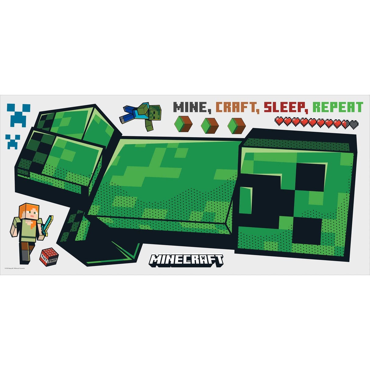 RoomMates RMK5360GM Minecraft Creeper Giant Peel & Stick Wall Decals -1 Sheet