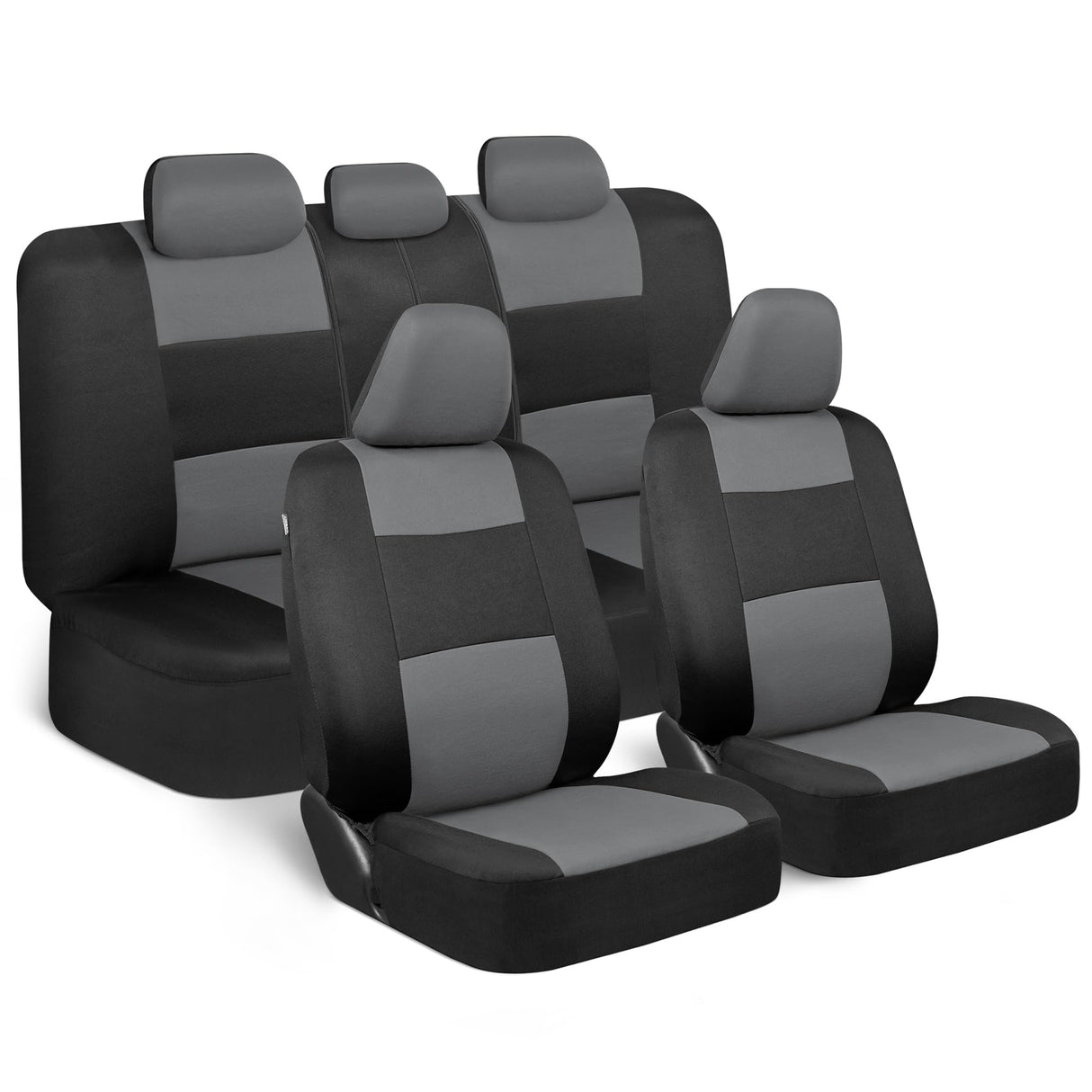 BDK Auto OS-309-GR: PolyPro Car Seat Covers Full Set in Grey on Charcoal Black
