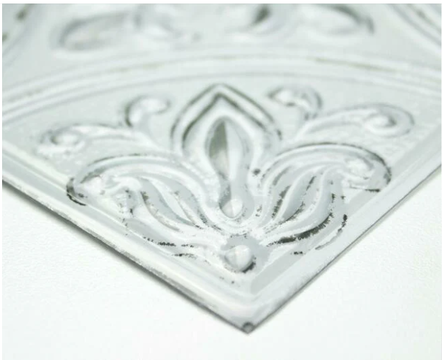 RoomMates TIL4623FLT- White Tin Peel & Stick Tile Backsplash -White/Off White/Rustic White