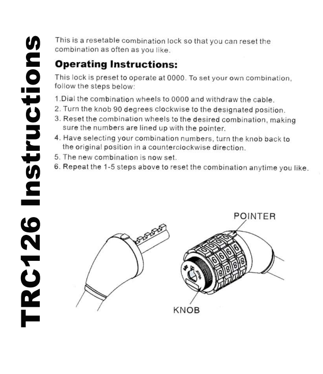 Trimax TRC126 72″ x 12mm TRIMAFLEX Coiled Resettable Combination Cable Lock w/Bracket