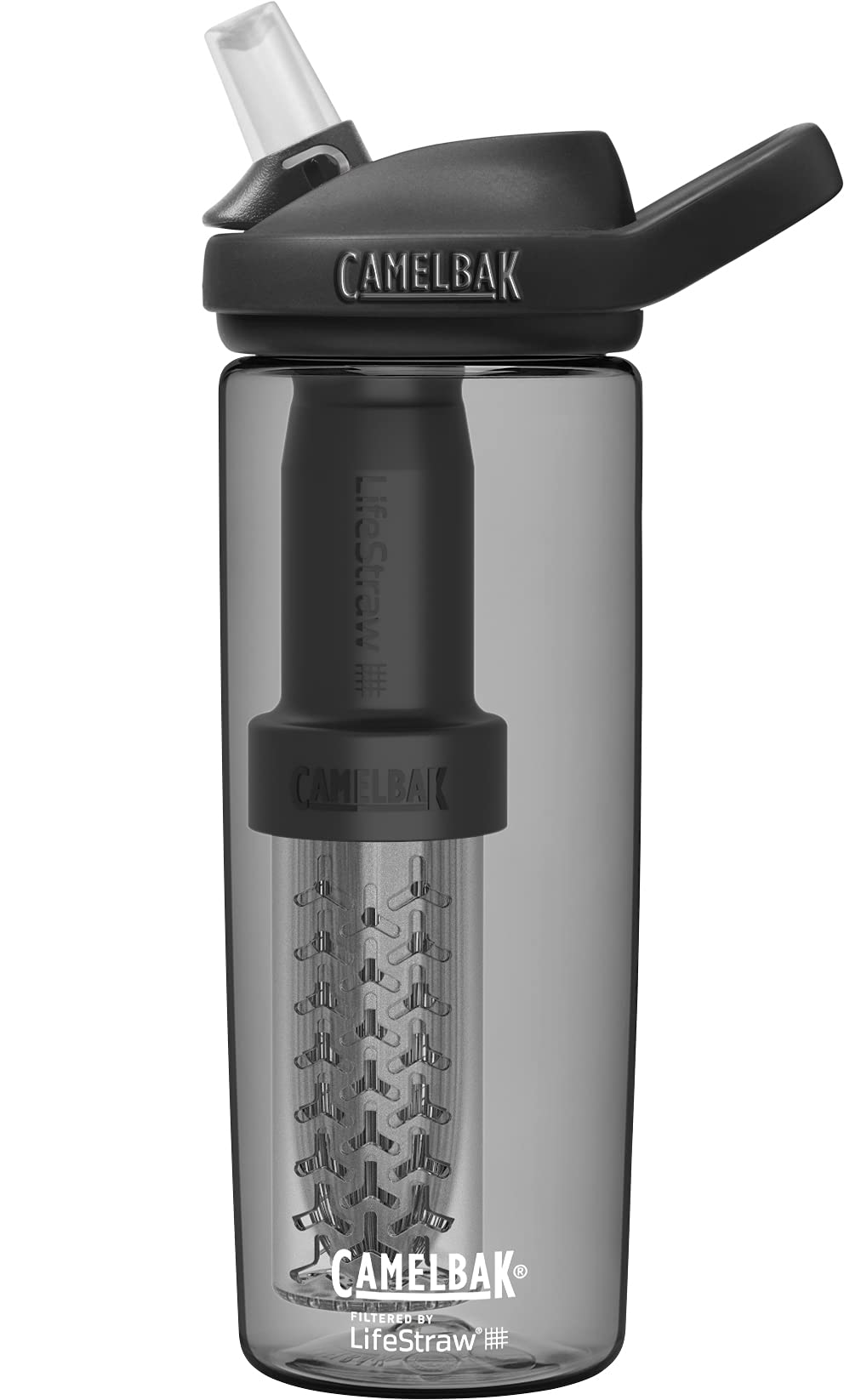 Camelbak 2553001060 Eddy + filtered by LifeStraw 20oz Water Bottle w/Tritan Renew -Charcoal/Black