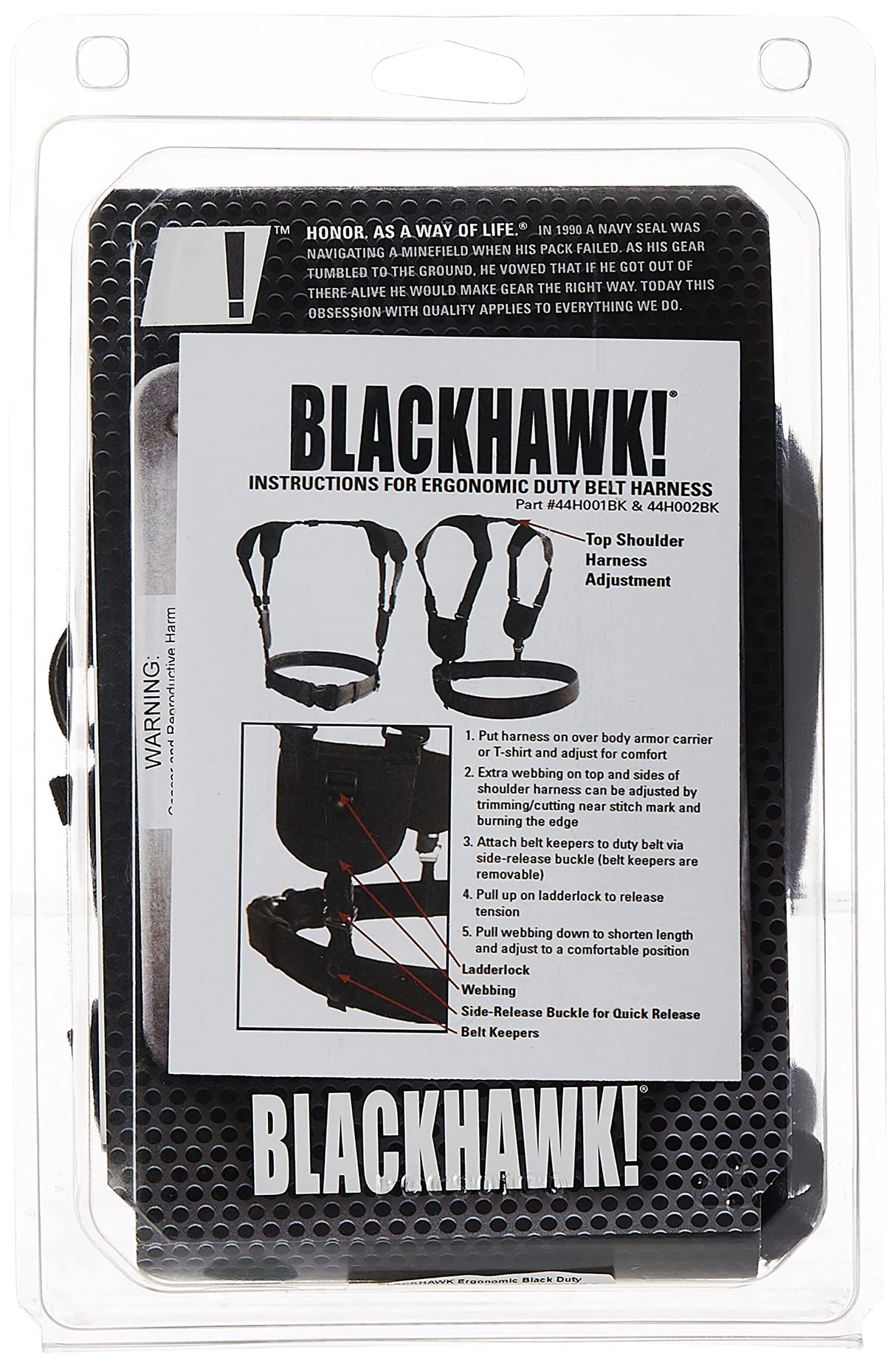 BLACKHAWK! 44H001BK Ergonomic Duty Belt Harness -Small/Medium, Black