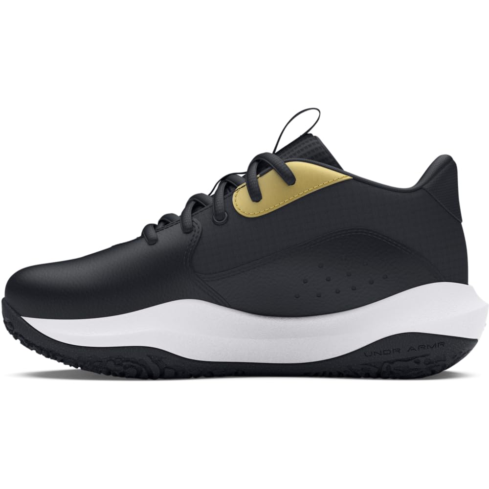 Under Armour 3028514-001-11K: UA Pre-School Lockdown 7 Basketball Shoes -SIZE: 11 Kid, Black w/Gold Accents