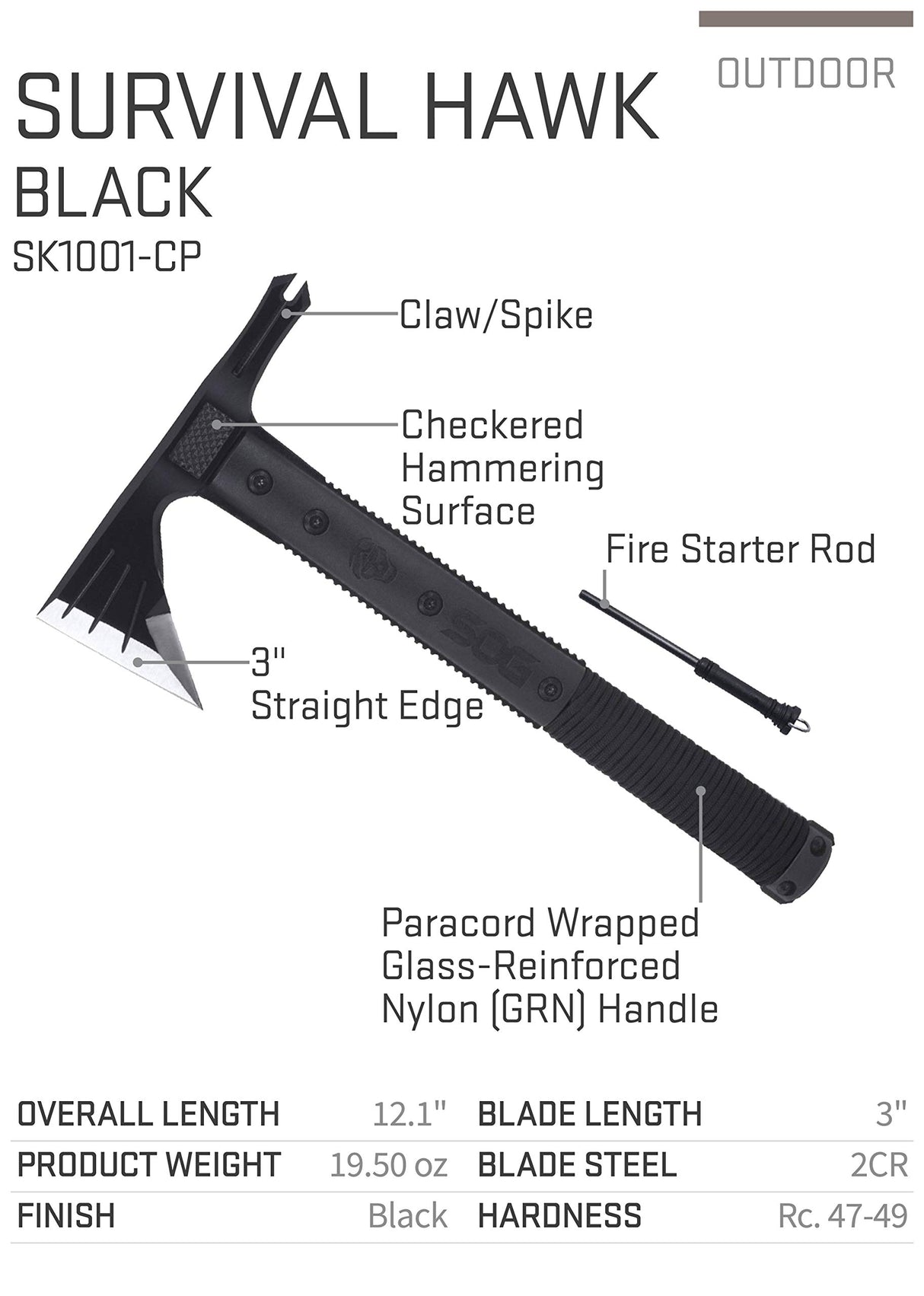 SOG Survival Hawk - Specialty Outdoor Tactical Hatchet