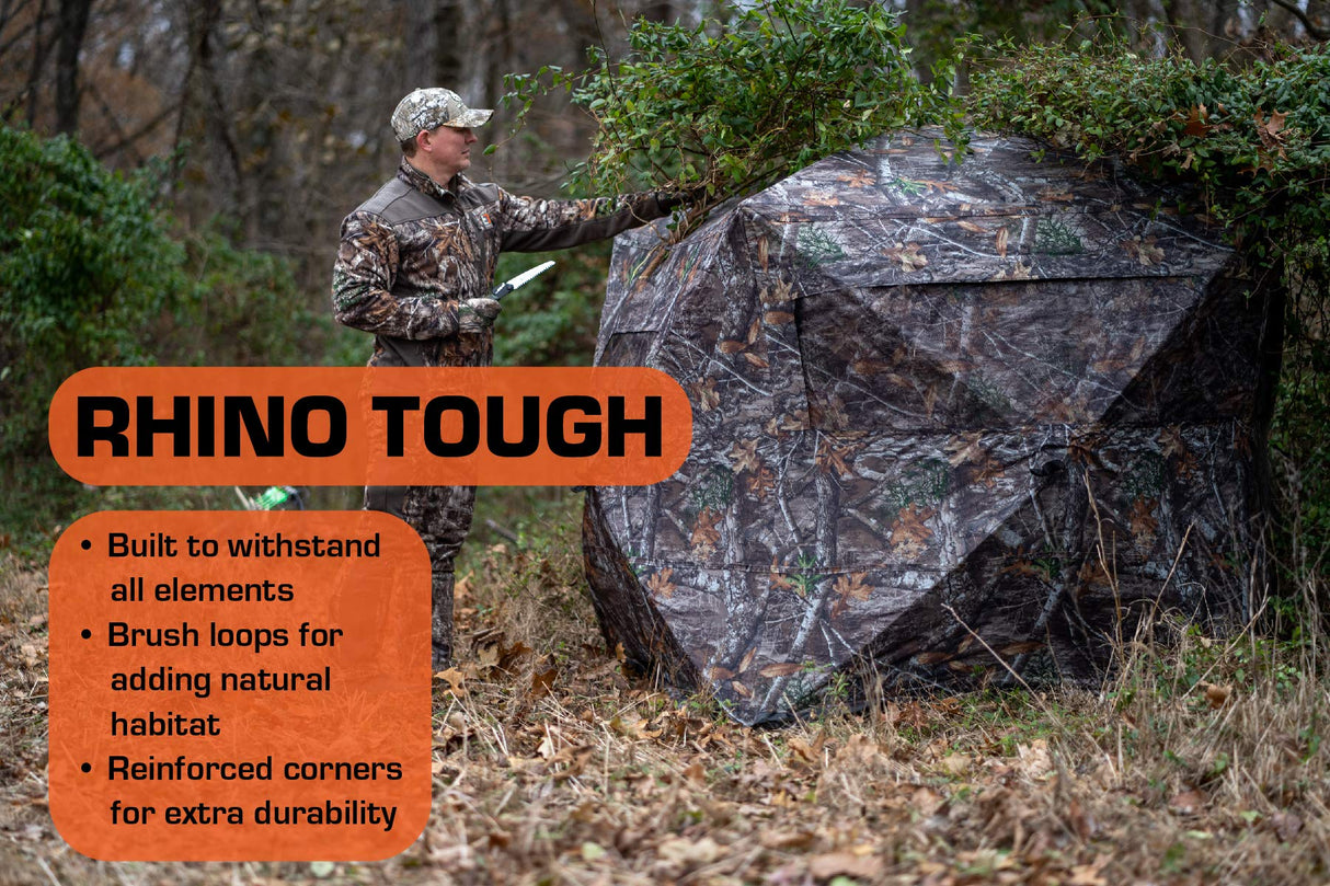 Rhino R100-RTE 2 Man, 5 Hub Design with Shoot Through Mesh Windows-Realtree Edge