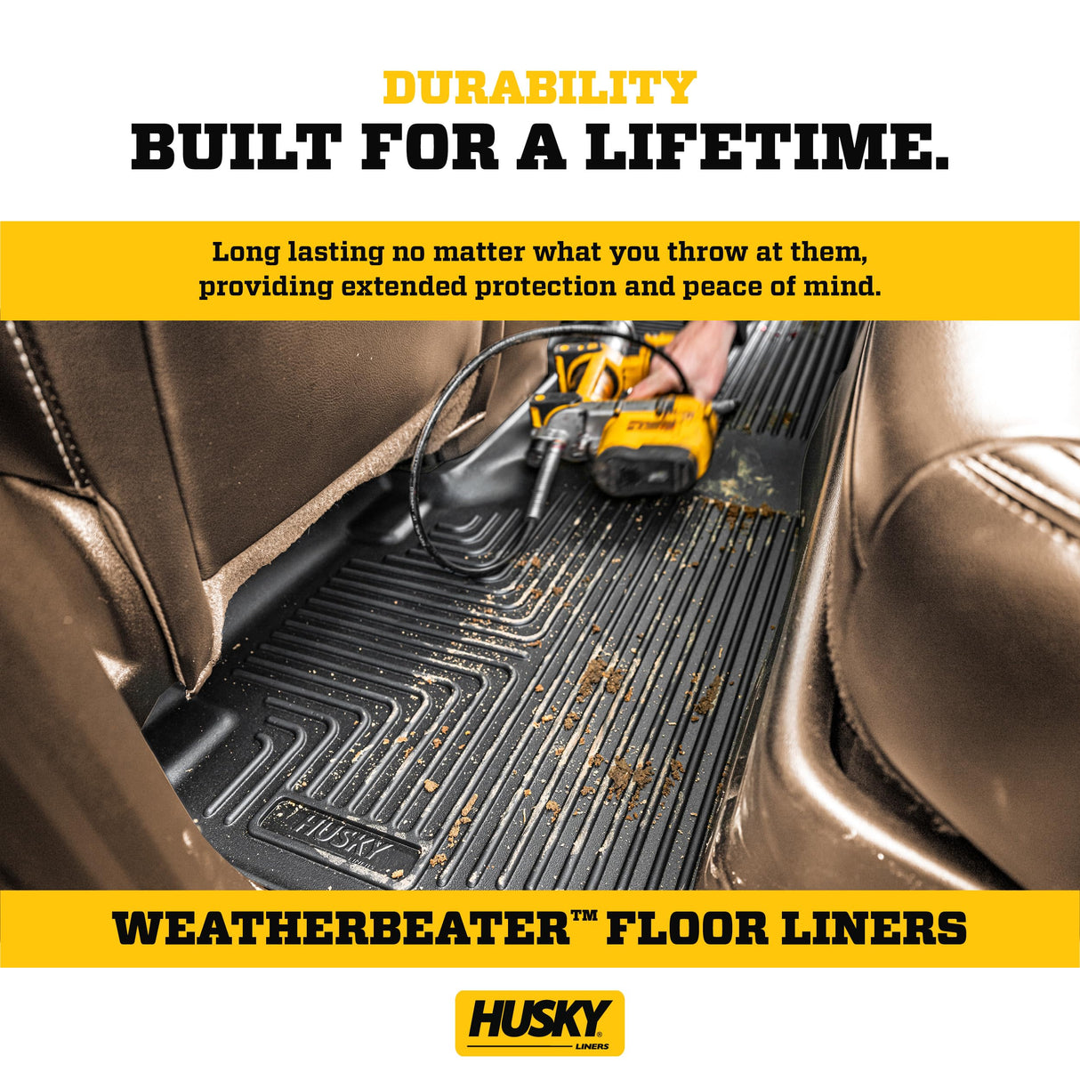 Husky Liners Weatherbeater Floor Mats | Fits 2019-2024 Mercedes-Benz Sprinter 2500/3500 | Front Row, 1-pc Black - 18061