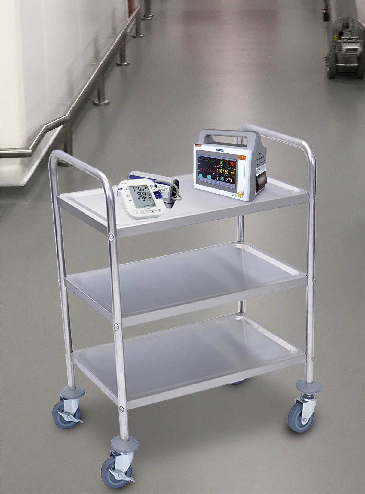 LUXOR L100S3 3-Shelf Stainless Steel Cart