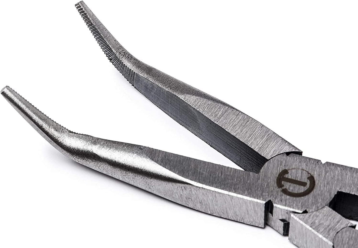 Crescent PSX201C 13" X2 Dual Material Long Reach Bent Nose Pliers -Silver/Red