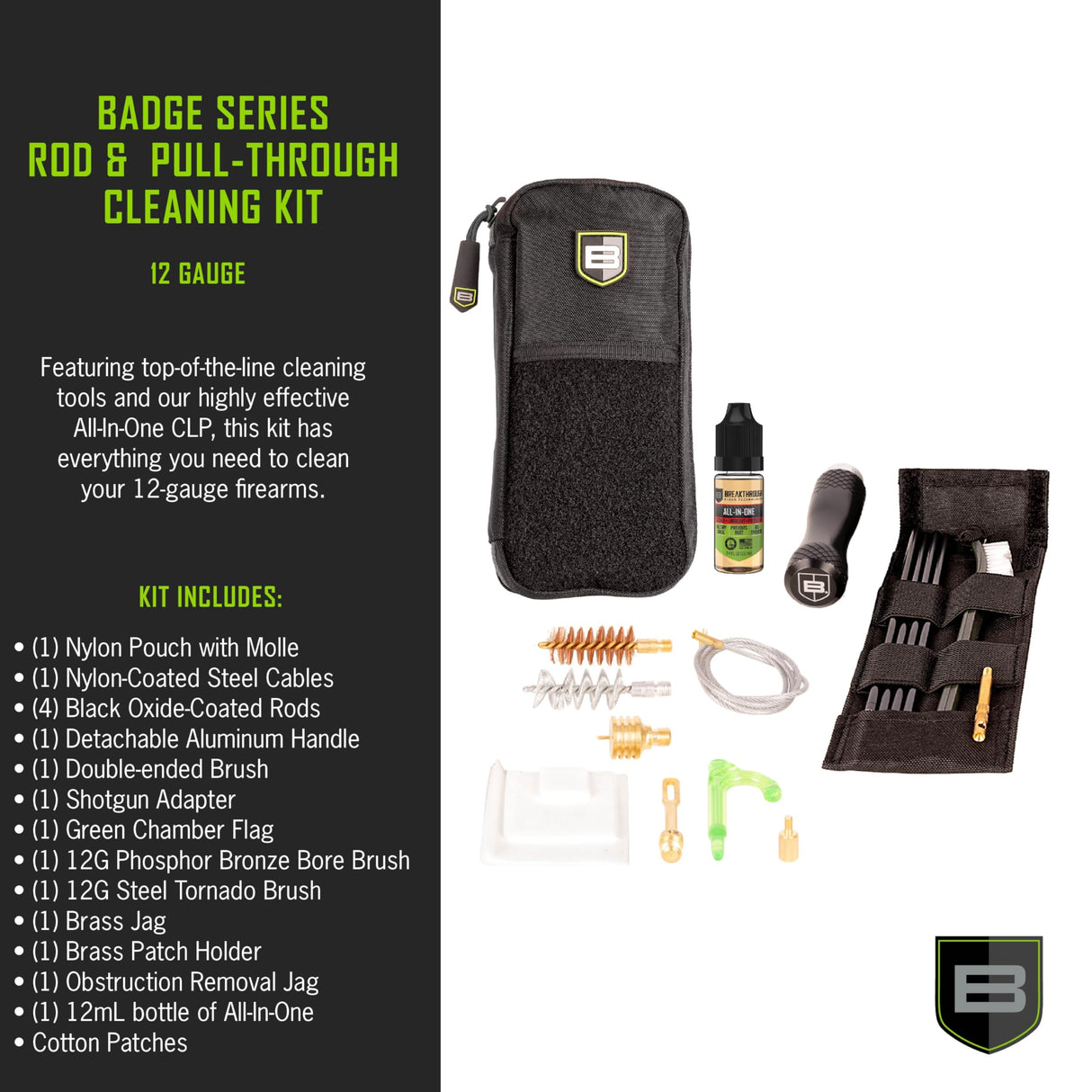 Allen Company BT-MPK-12 Badge Series 12Guage Rod & Pull-Through Cleaning Kit w/Molle Pouch
