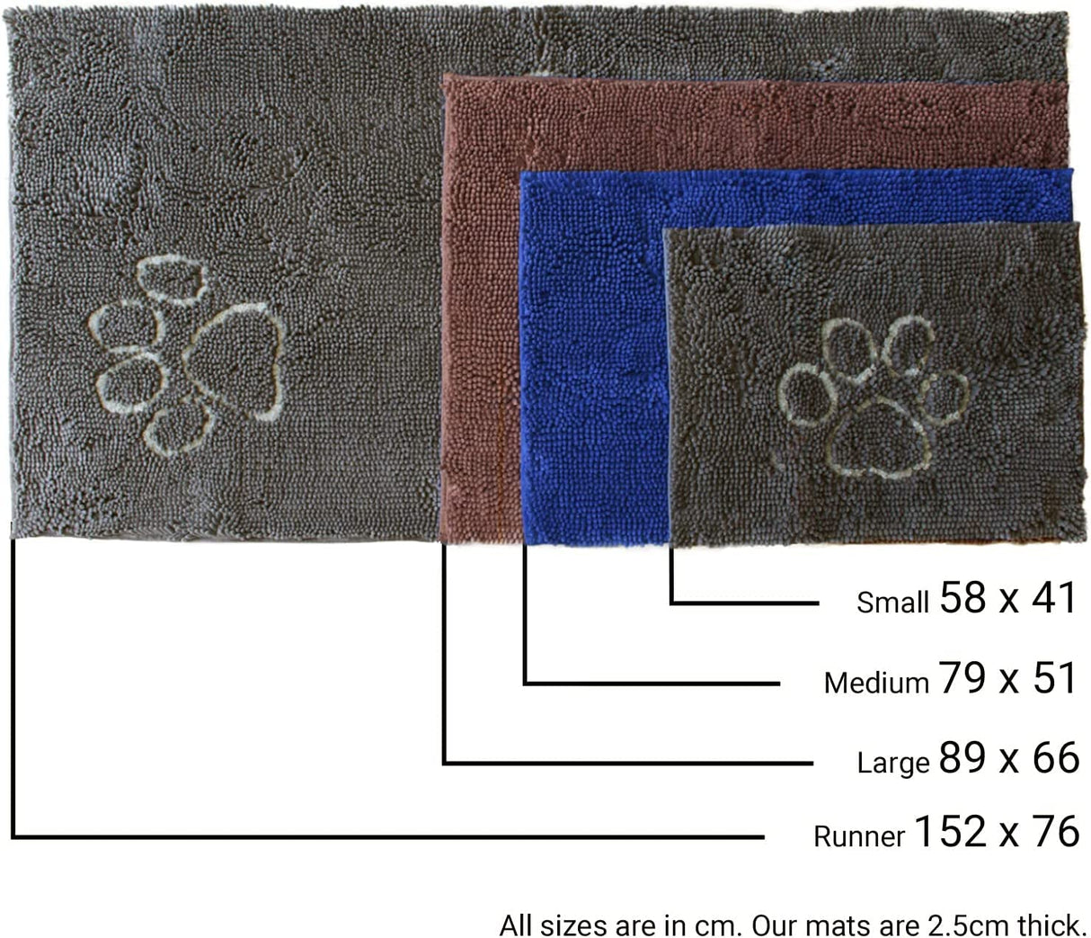 Dog Gone Smart Dirty Dog Microfiber Paw Doormat - Super Absorbent Dog Mat Keeps Paws & Floors Clean - Machine Washable Pet Door Rugs with Non-Slip Backing