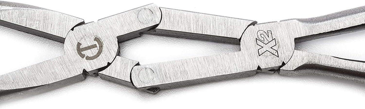 Crescent PSX201C: 13" X2 Dual Material Long Reach Bent Nose Pliers -Silver/Red