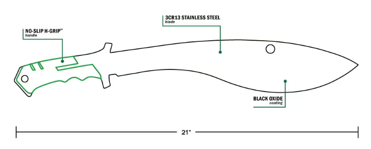 Hooyman 1112236 21.5" Kukri Machete