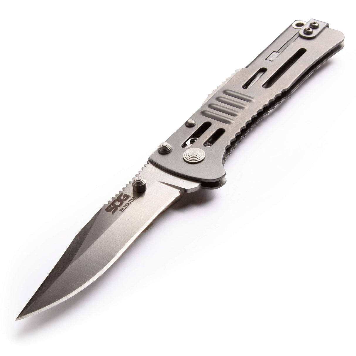 SOG SJ31-CP SlimJim Folding Pocket Knife - SOG Assisted Technology w/Tactile Bumps & Cutout Aid, Reversible Carry Clip, AUS-8 Stainless Steel Body