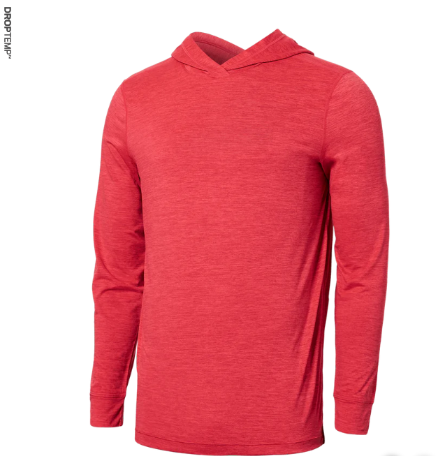 SAXX SXLH45-RSH-M DropTemp Printed All Day Cooling Hoodie -SIZE: Medium, Dark Rose Heather