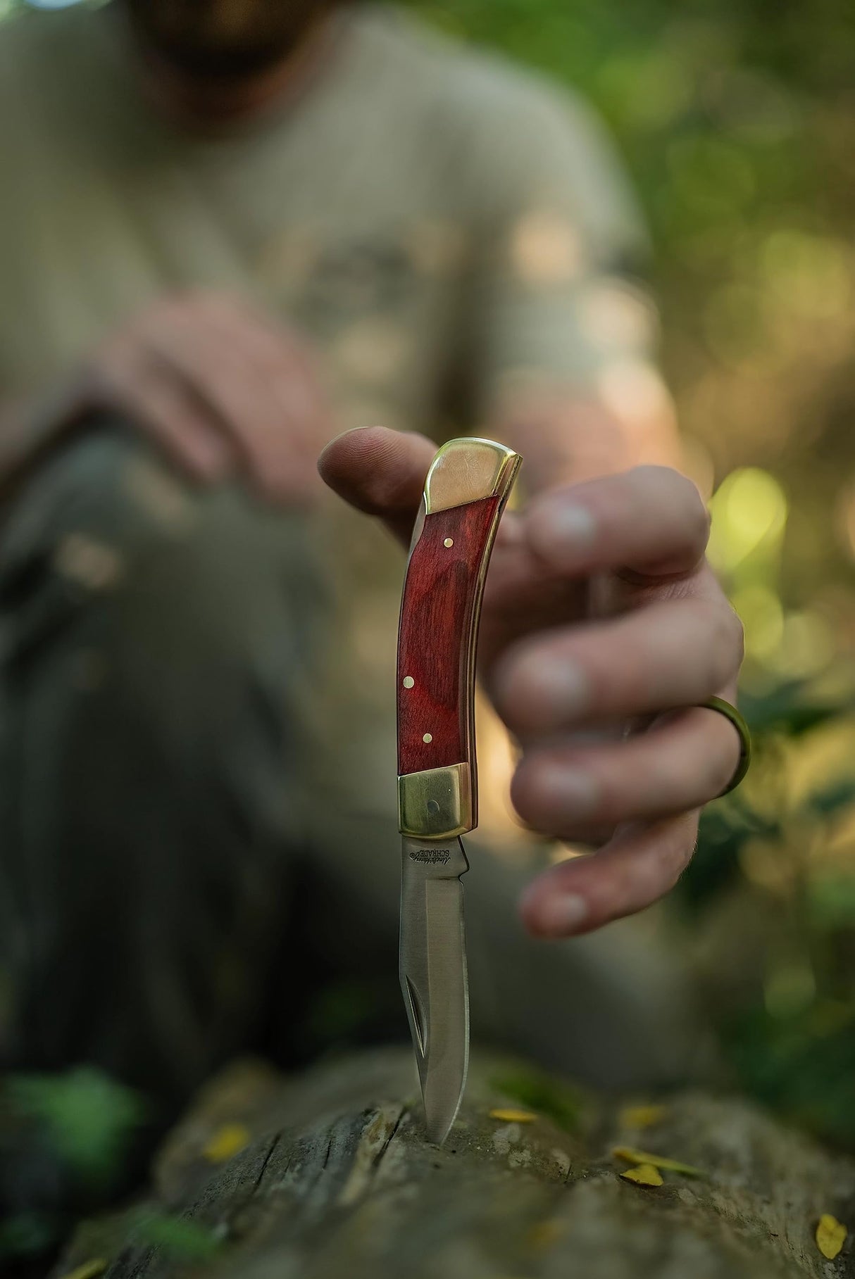 Uncle Henry LB5CP 3-3/4" Closed Lockback Pocket Knife w/Leather Sheath -7Cr17MoV Steel -Smokey