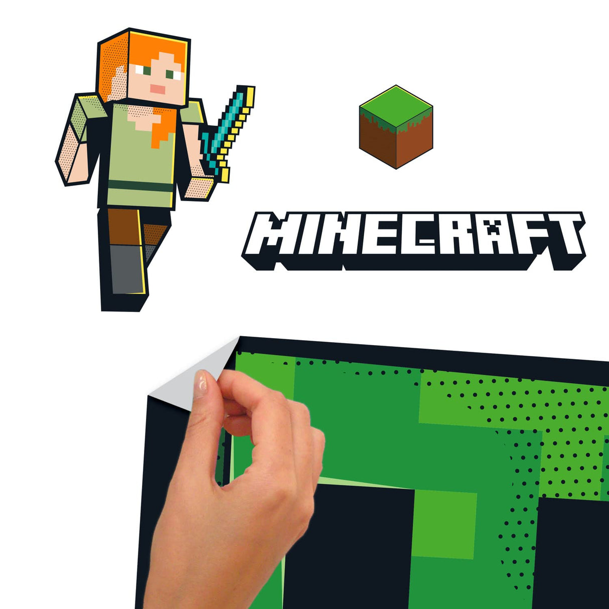 RoomMates RMK5360GM Minecraft Creeper Giant Peel & Stick Wall Decals -1 Sheet